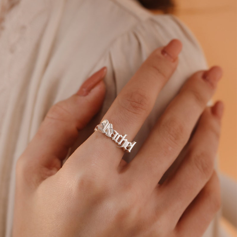 Old English Name Ring Bold Statement Style With Street Luxury - Image 6