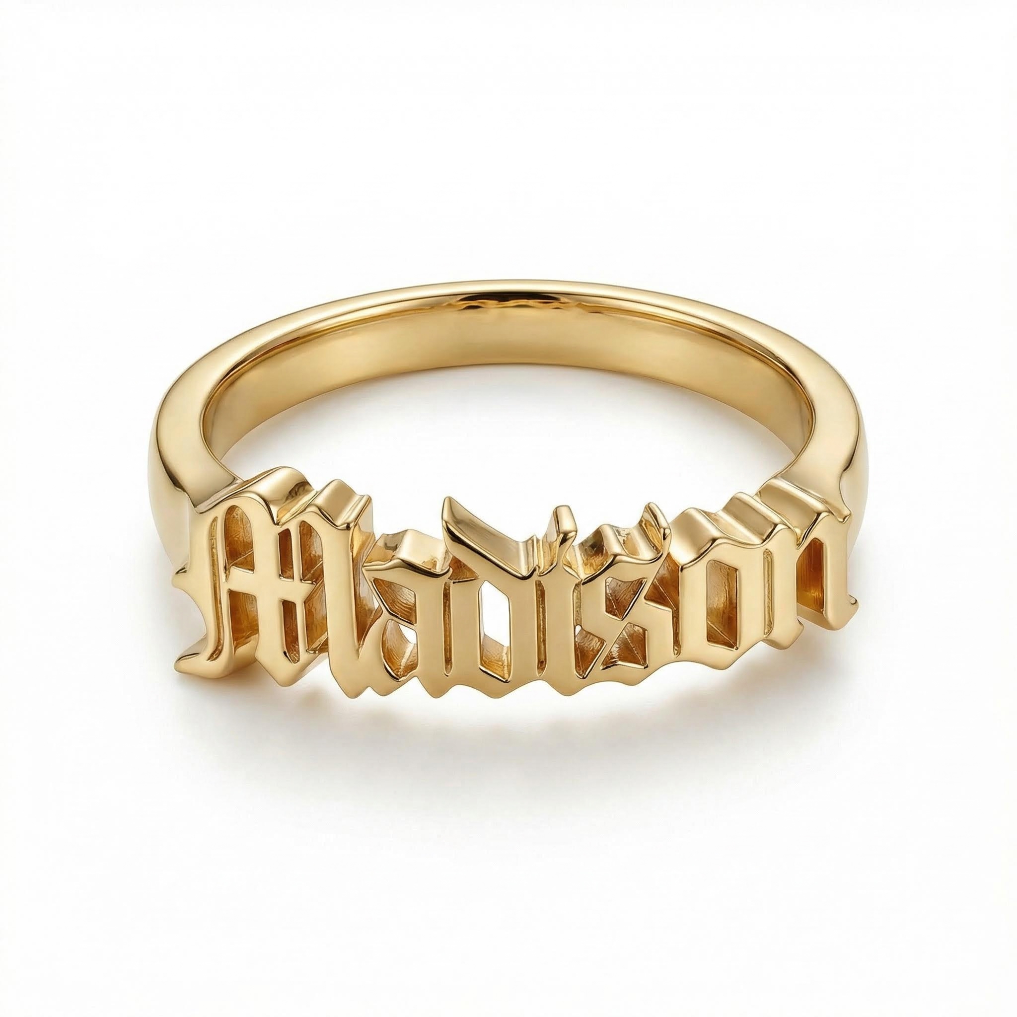 Old English Name Ring Bold Statement Style With Street Luxury