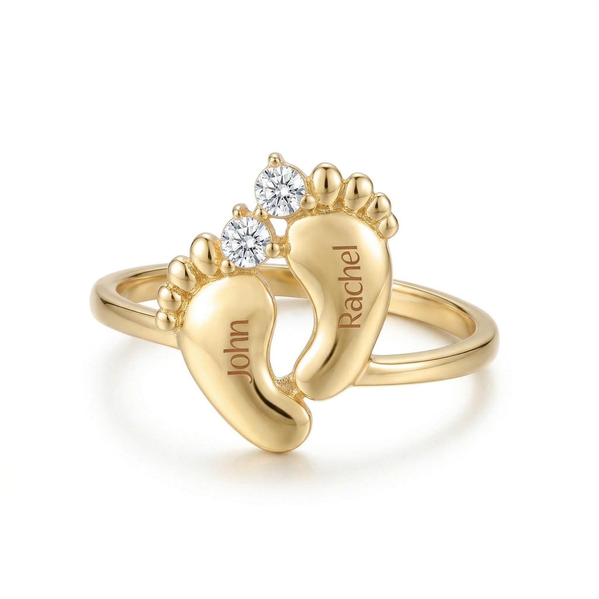 Baby Feet Birthstone Name Ring Bold Statement Style With Street Luxury