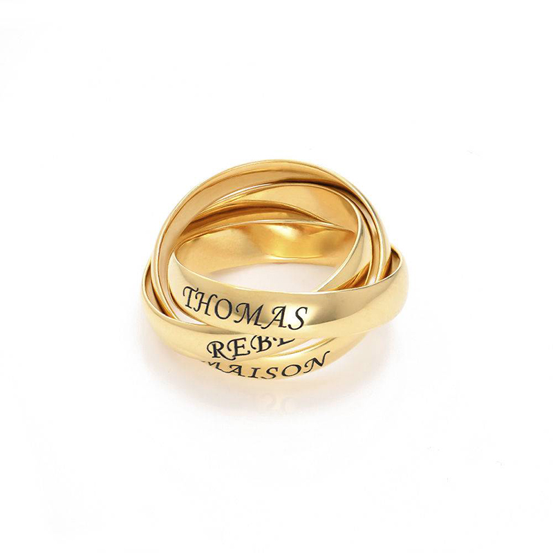 Triple Name Interlocking Ring Bold Statement Style With Street Luxury