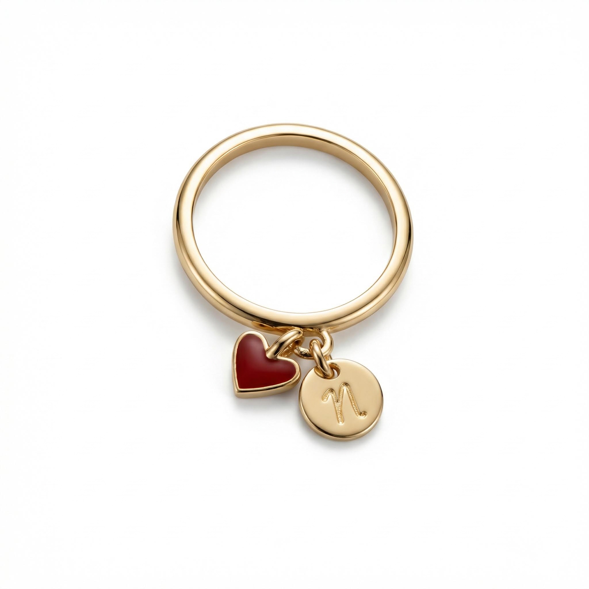 Initial & Heart Charms Ring Bold Statement Style With Street Luxury - Image 3
