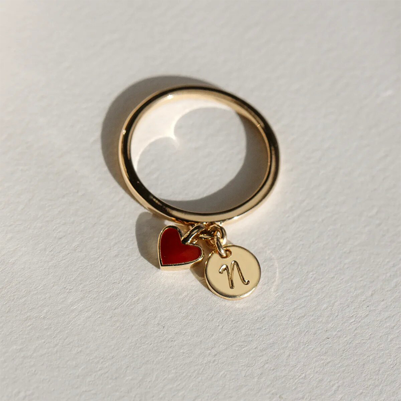 Initial & Heart Charms Ring Bold Statement Style With Street Luxury - Image 5