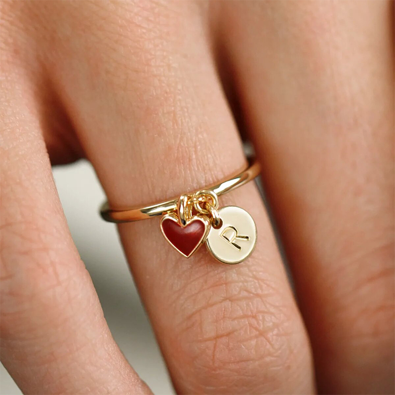 Initial & Heart Charms Ring Bold Statement Style With Street Luxury - Image 6