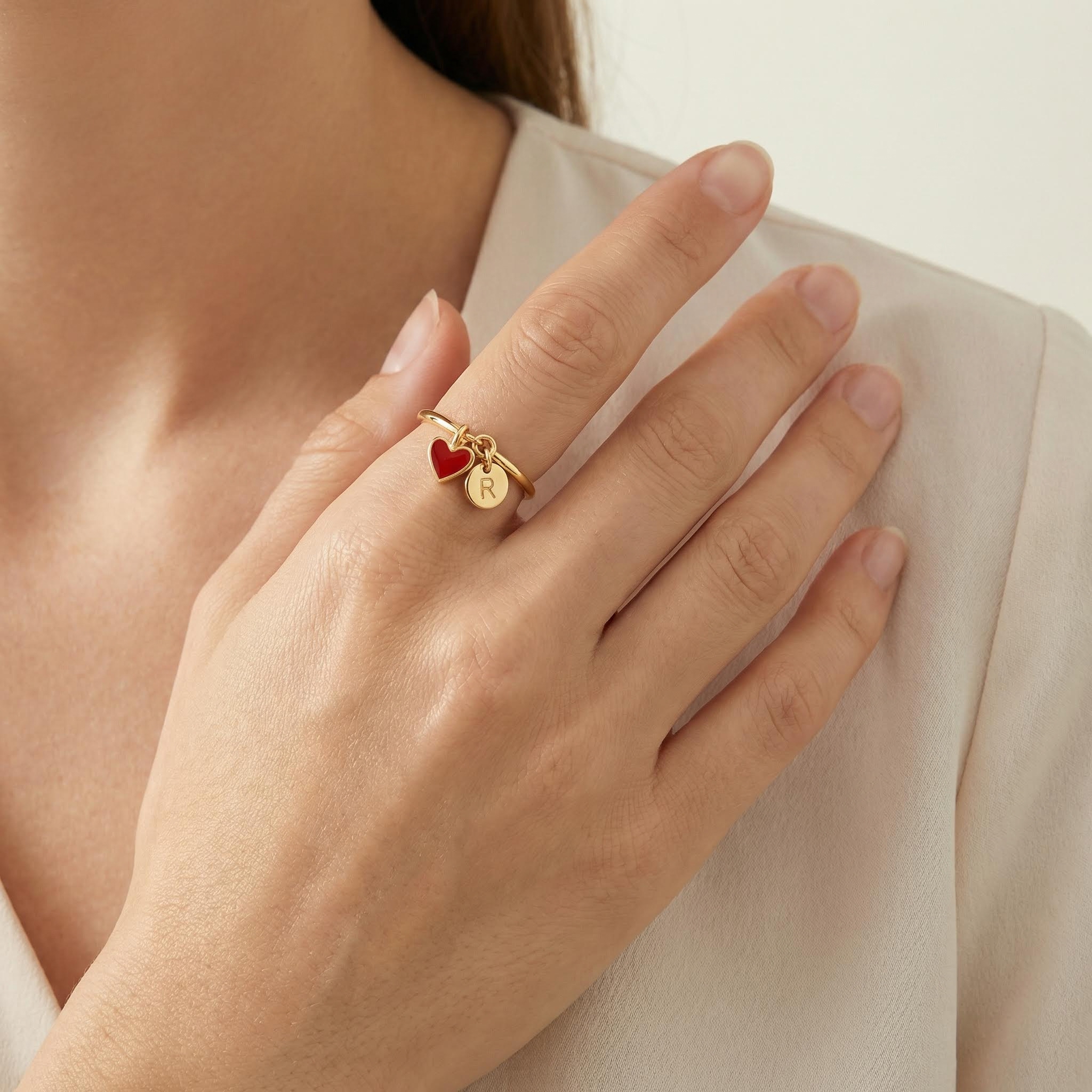 Initial & Heart Charms Ring Bold Statement Style With Street Luxury - Image 7
