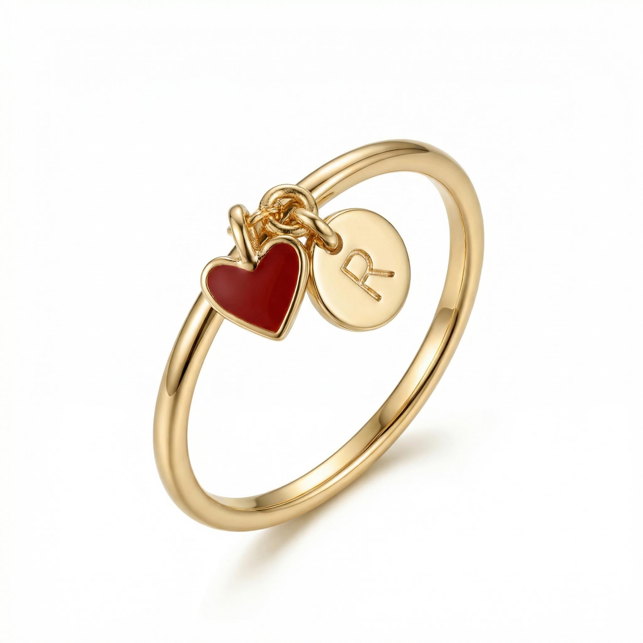 Initial & Heart Charms Ring Bold Statement Style With Street Luxury