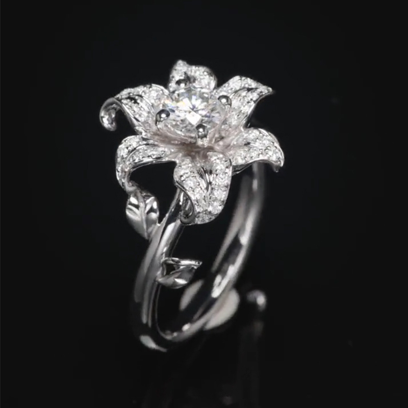 0.77ct. Tw. Diamond Lily Open Ring Moissanite With Street Luxury Shine