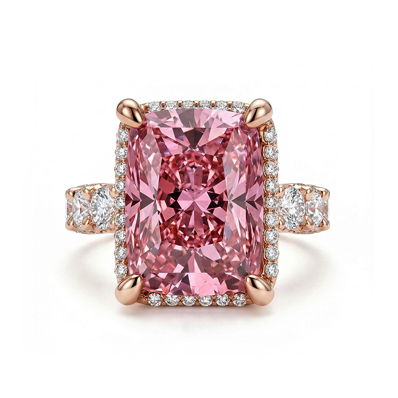 15.19ct. Tw. Cushion Cut Diamond Morganite Engagement Ring Iced Out - Image 4
