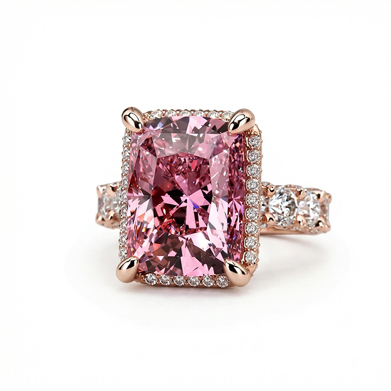 15.19ct. Tw. Cushion Cut Diamond Morganite Engagement Ring Iced Out - Image 6