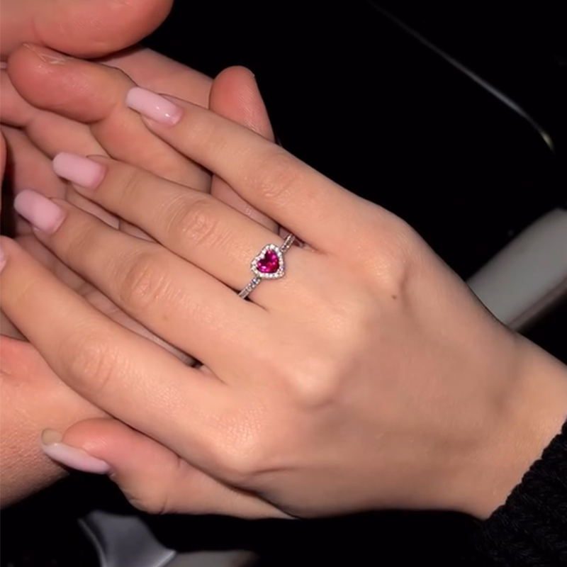 Ruby Heart Cut Halo Engagement Ring Diamond With Street Luxury Shine - Image 3