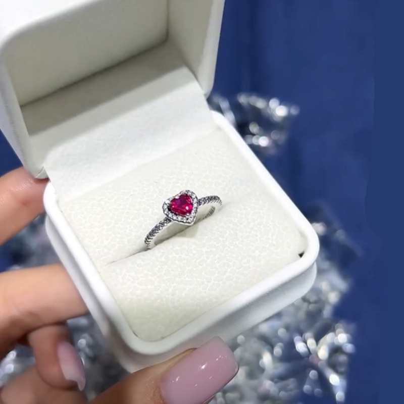Ruby Heart Cut Halo Engagement Ring Diamond With Street Luxury Shine - Image 4