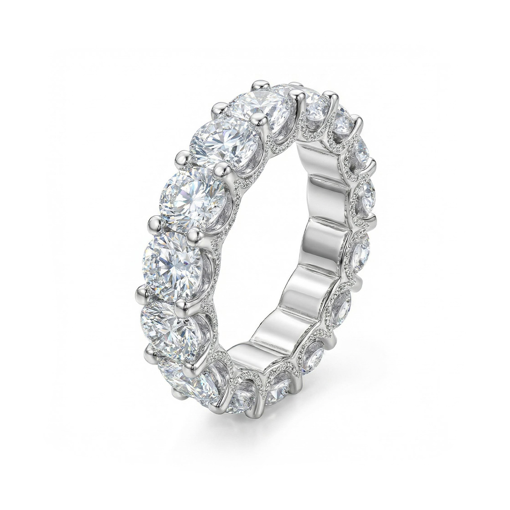 6.9ct. Tw. Micro Pave Brilliant Round Cut Band Moissanite - Image 4