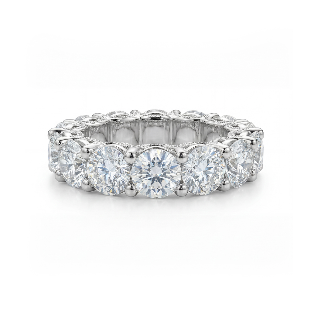 6.9ct. Tw. Micro Pave Brilliant Round Cut Band Moissanite - Image 5