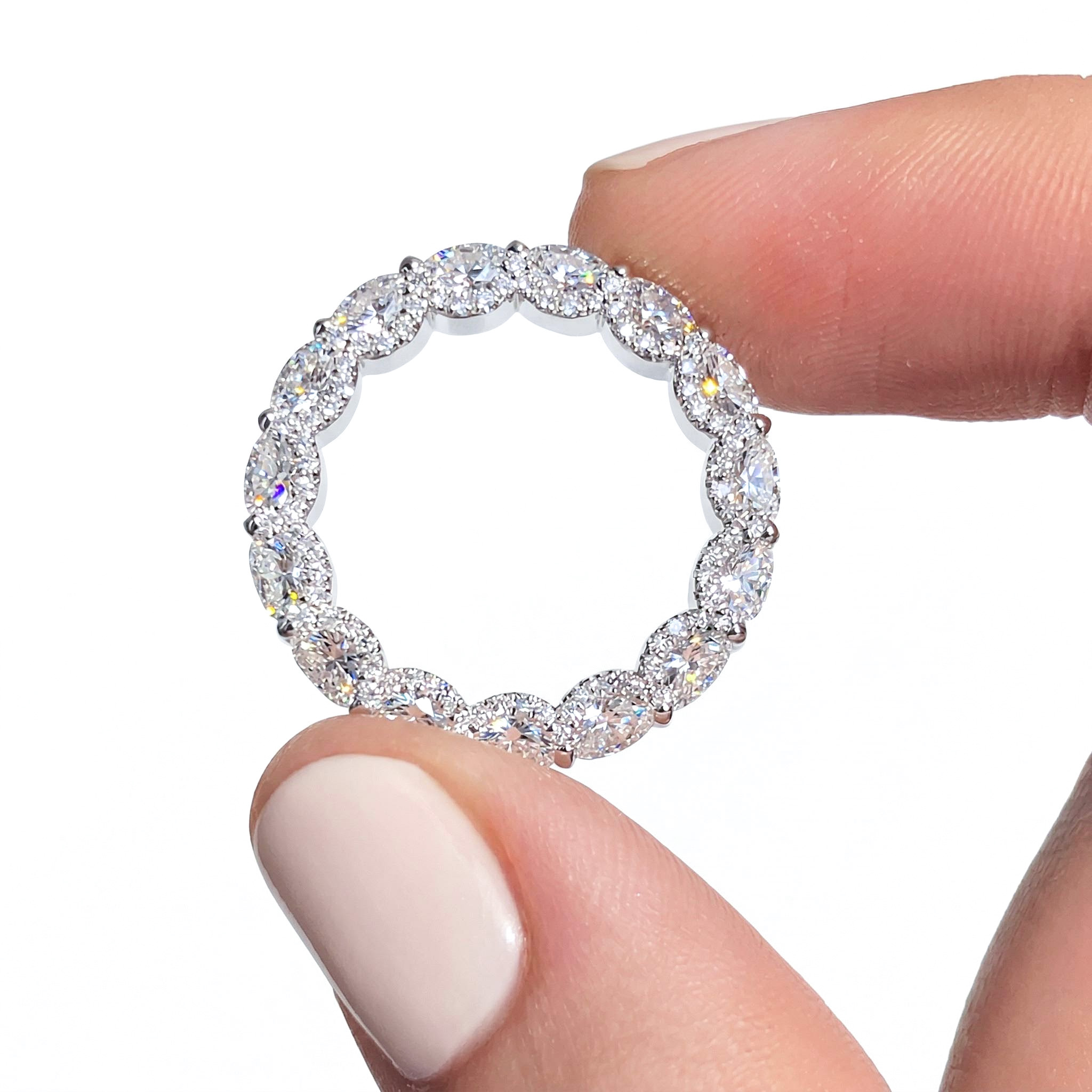 6.9ct. Tw. Micro Pave Brilliant Round Cut Band Moissanite - Image 6