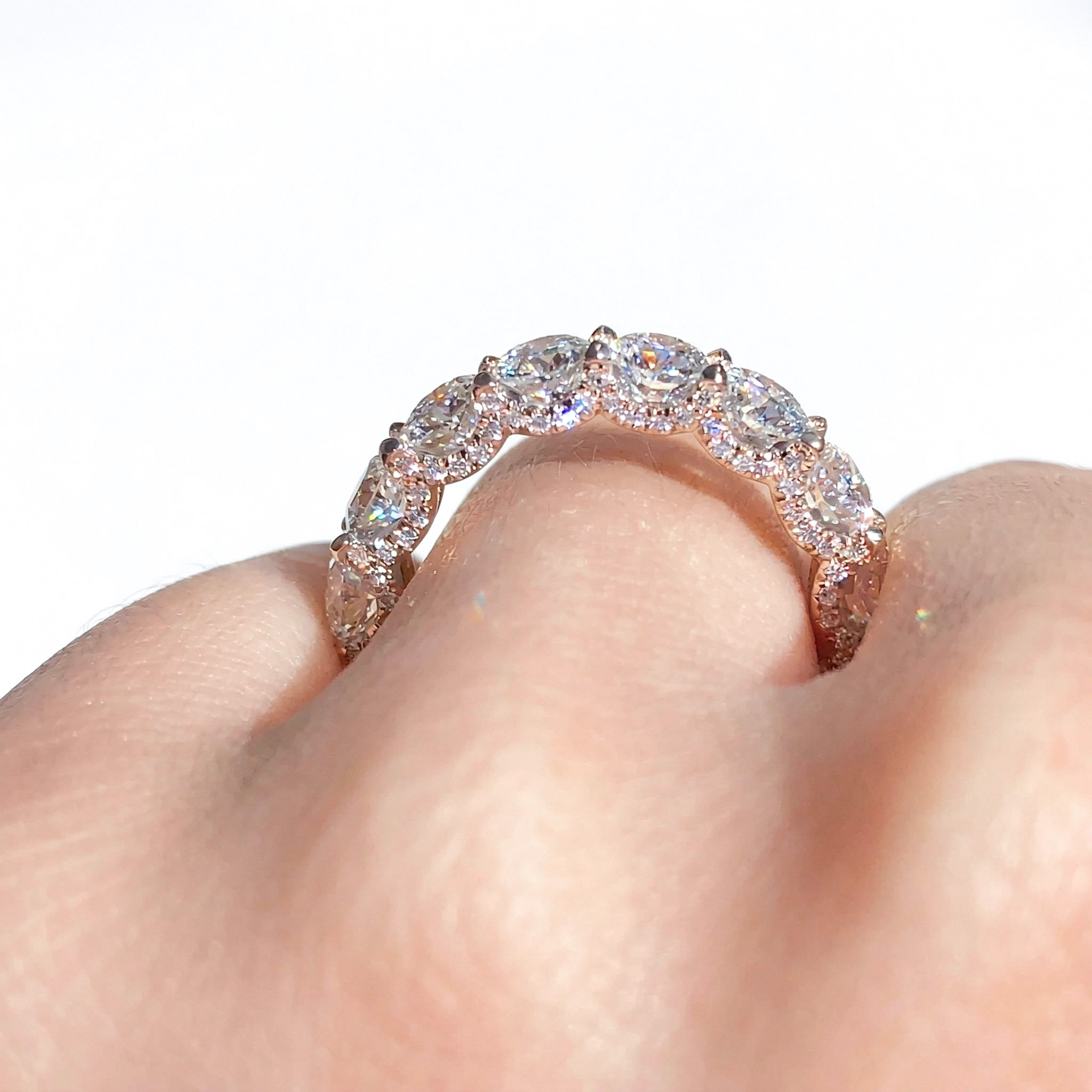6.9ct. Tw. Micro Pave Brilliant Round Cut Band Moissanite - Image 7