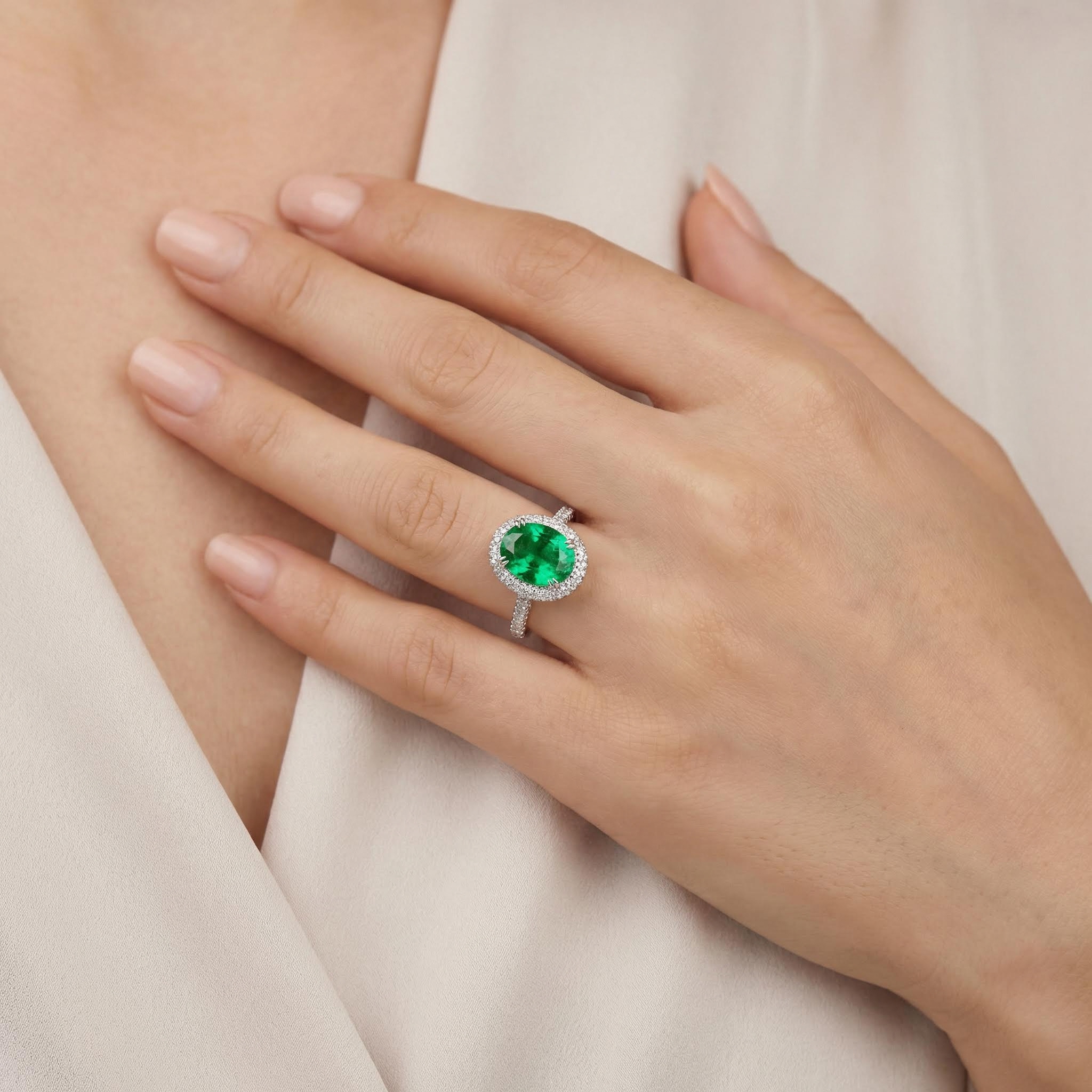 4.5ct Fancy Yellow /emerald Oval Cut Halo Pave Engagement Ring Iced Out - Image 4