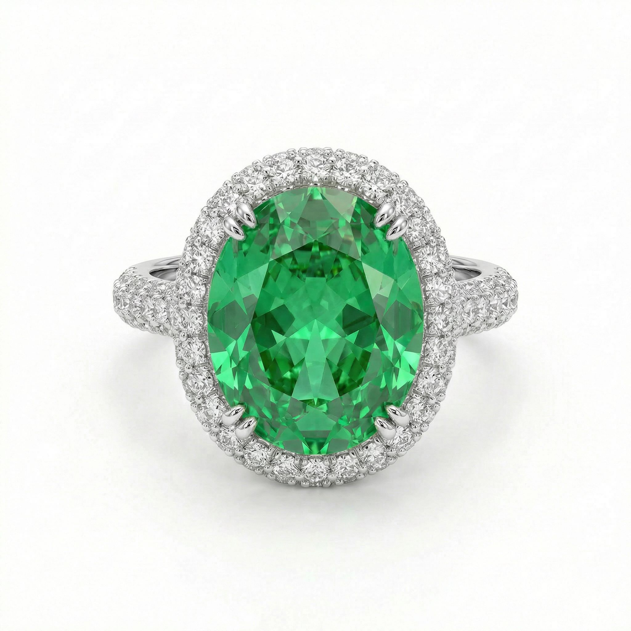 4.5ct Fancy Yellow /emerald Oval Cut Halo Pave Engagement Ring Iced Out - Image 5