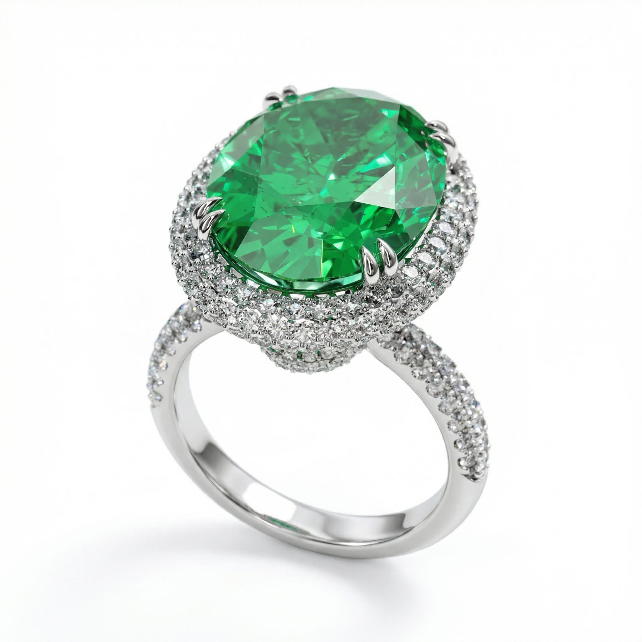 4.5ct Fancy Yellow /emerald Oval Cut Halo Pave Engagement Ring Iced Out - Image 7