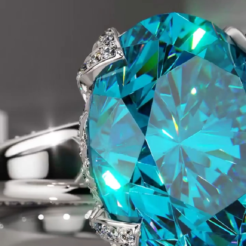 Stunning 5ct Oval Aquamarine Engagement Ring With Street Luxury Shine - Image 3