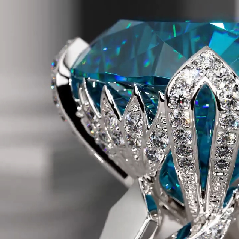 Stunning 5ct Oval Aquamarine Engagement Ring With Street Luxury Shine - Image 4
