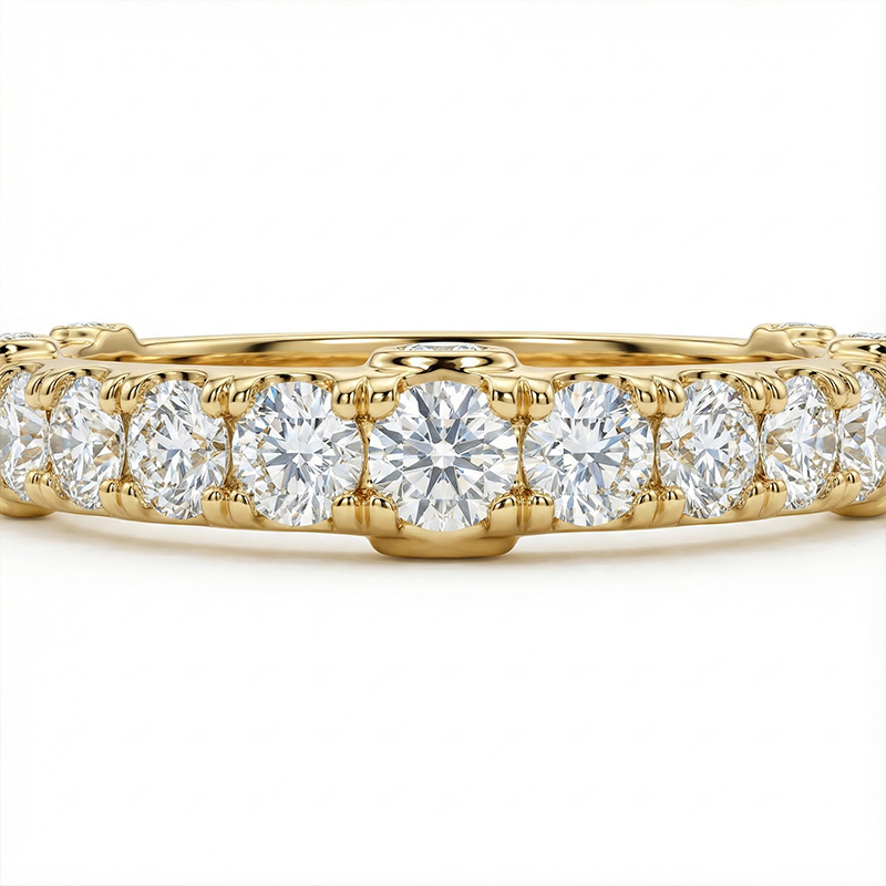 0.58ct. Tw. Vintage Patterned Round Cut Wedding Band Ring - Image 7