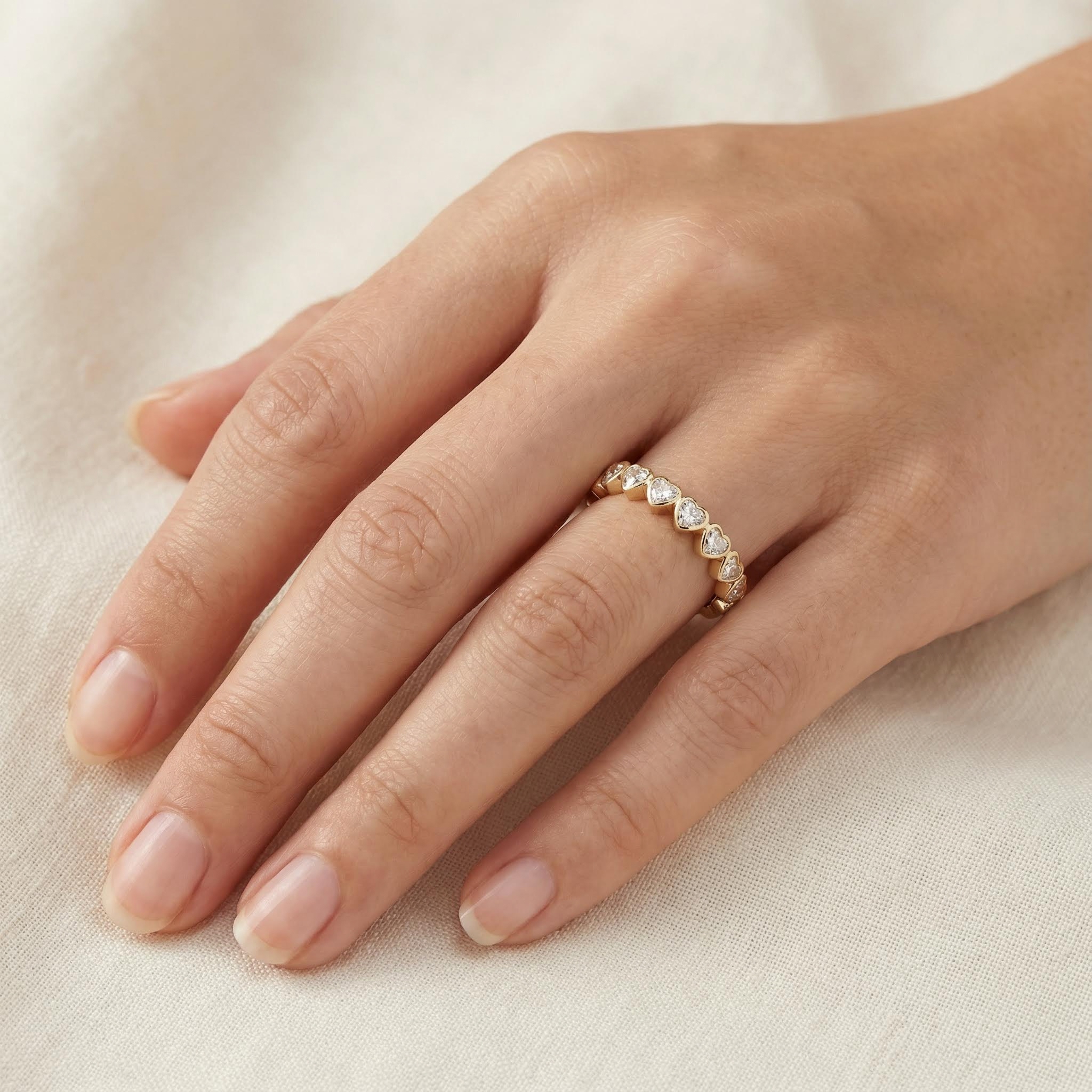 1.8ct. Tw. Heart Enternity Band In Gold Moissanite With Street Luxury Shine - Image 8