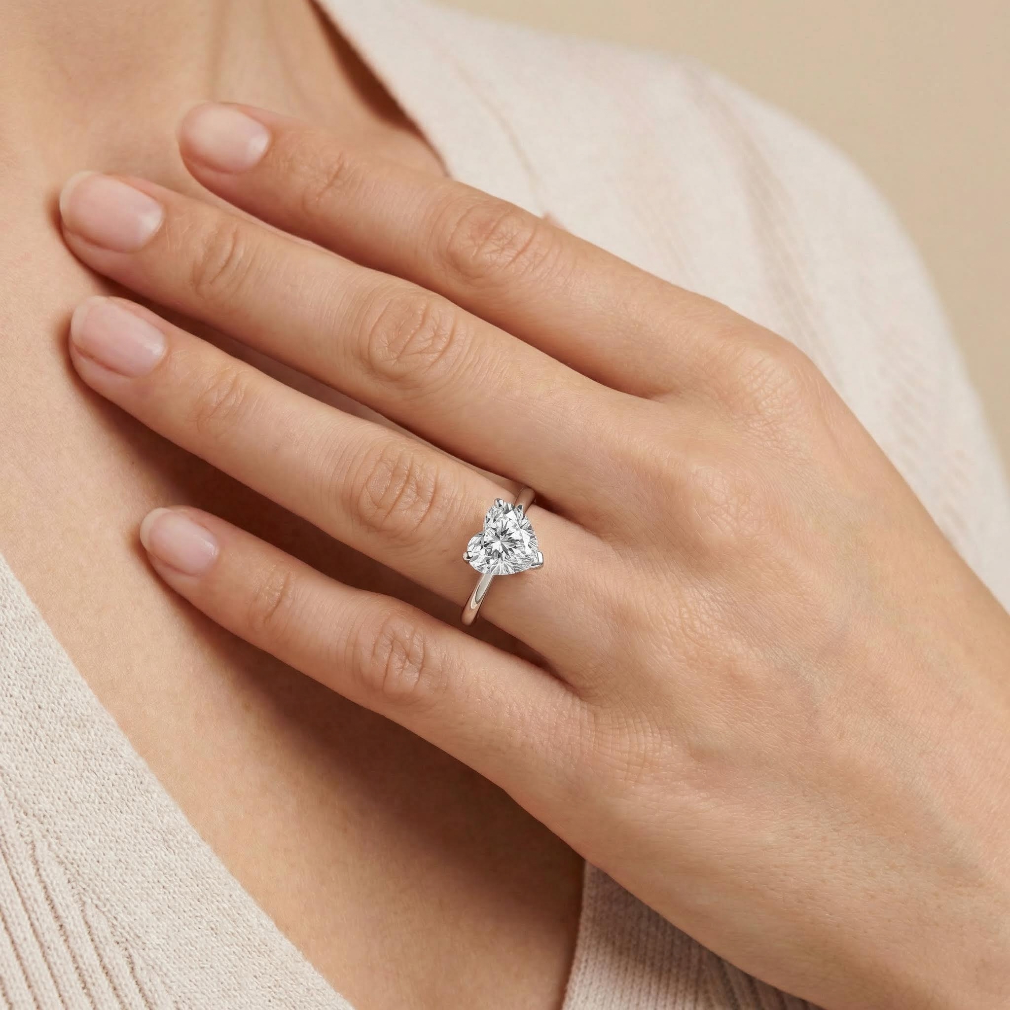 0.5ct-5ct Heart Cut Solitaire Engagement Ring Moissanite - Image 4