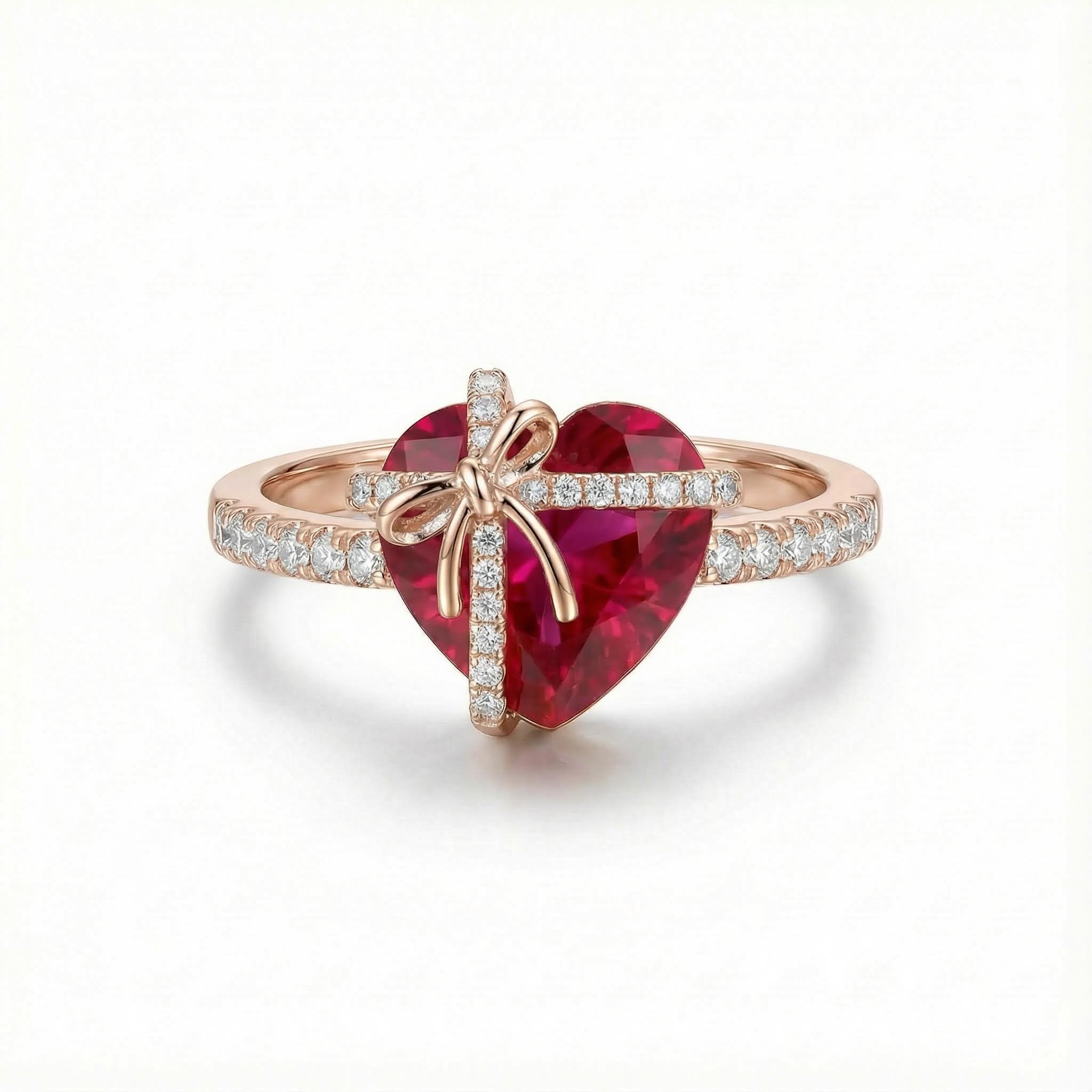 4.34ct. Tw. Butterfly Knot Ruby Heart Engagement Ring Silver - Image 8