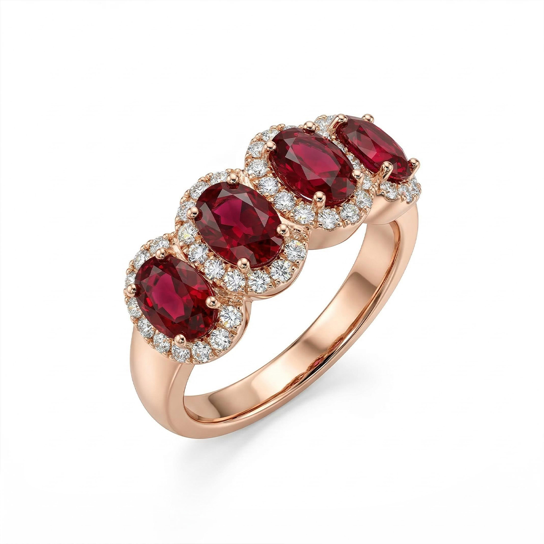 Ruby/sapphire Oval Cut Halo Wedding Band Iced Out Shine With Street Luxury - Image 6