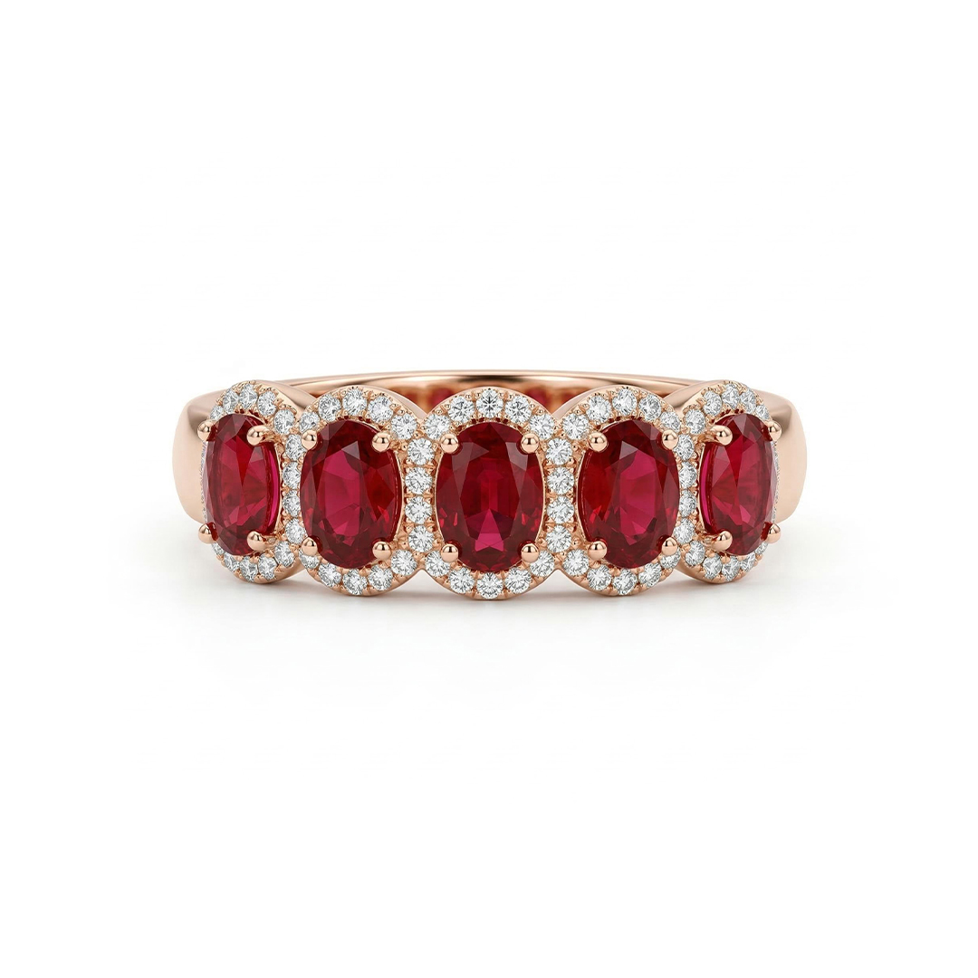 Ruby/sapphire Oval Cut Halo Wedding Band Iced Out Shine With Street Luxury - Image 7