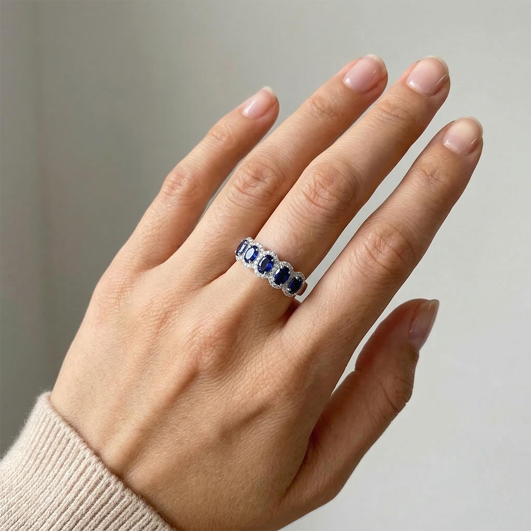 Ruby/sapphire Oval Cut Halo Wedding Band Iced Out Shine With Street Luxury - Image 9