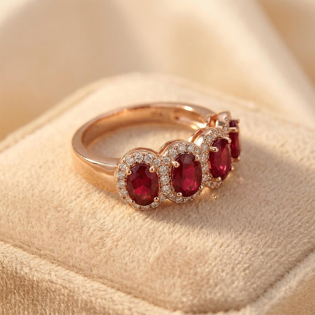 Ruby/sapphire Oval Cut Halo Wedding Band Iced Out Shine With Street Luxury - Image 10