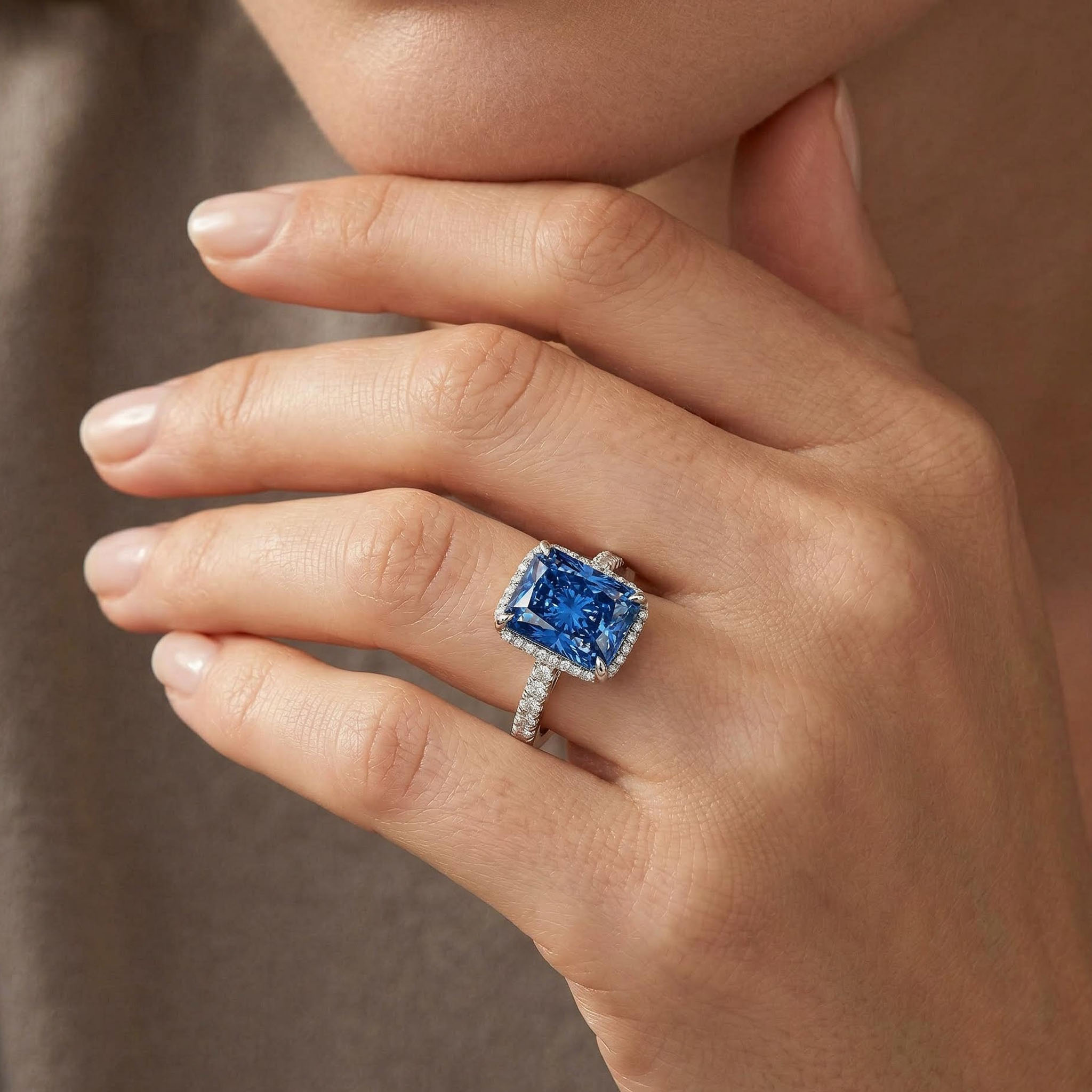 Multi-color Radiant Cut Engagement Ring In Silver With Street Luxury Shine - Image 3