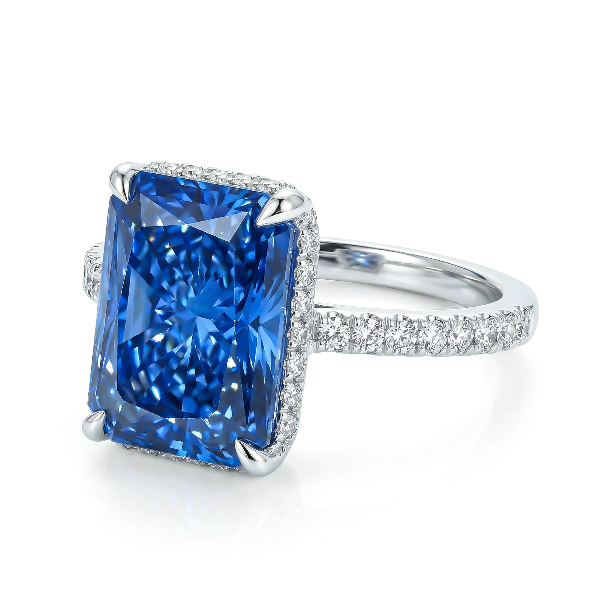 Multi-color Radiant Cut Engagement Ring In Silver With Street Luxury Shine - Image 6