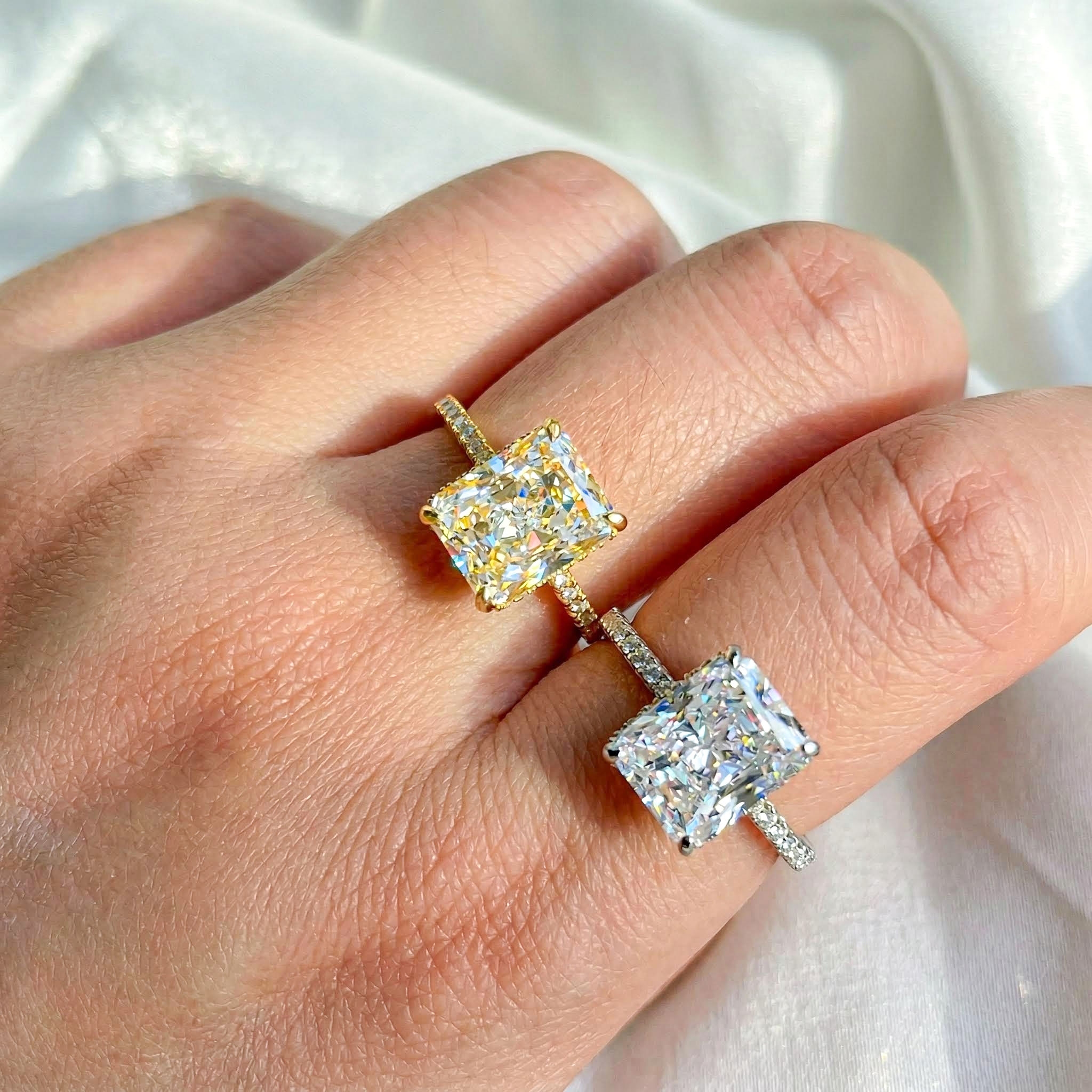 Multi-color Radiant Cut Engagement Ring In Silver With Street Luxury Shine - Image 10