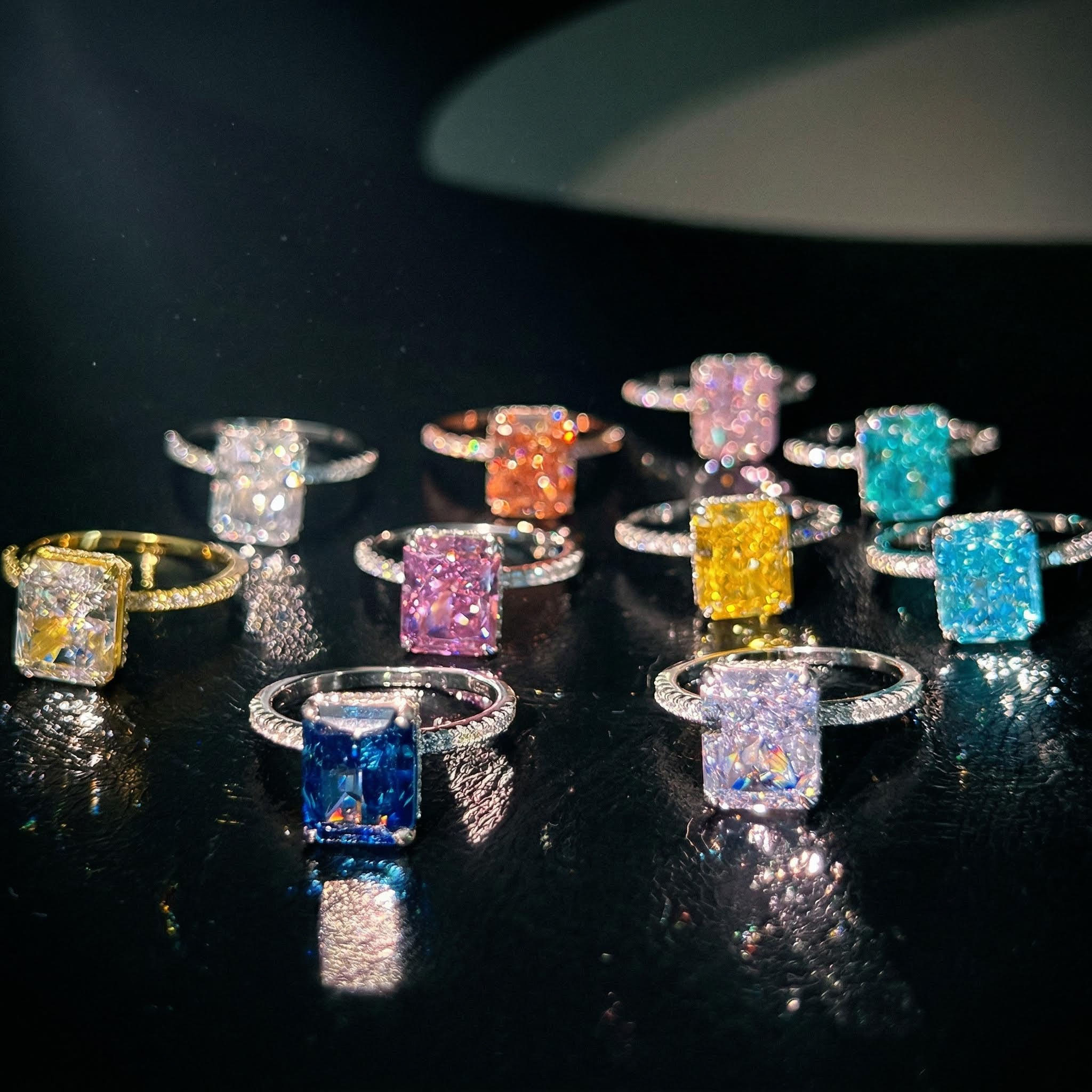 Multi-color Radiant Cut Engagement Ring In Silver With Street Luxury Shine - Image 11