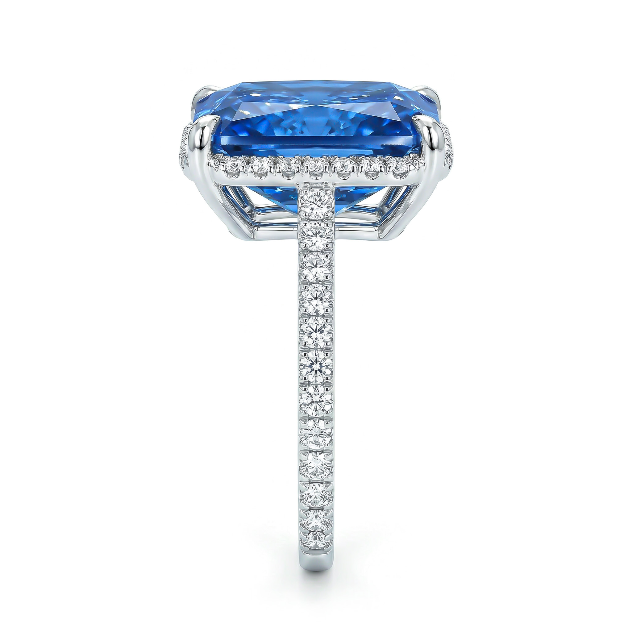 Multi-color Radiant Cut Engagement Ring In Silver With Street Luxury Shine - Image 12
