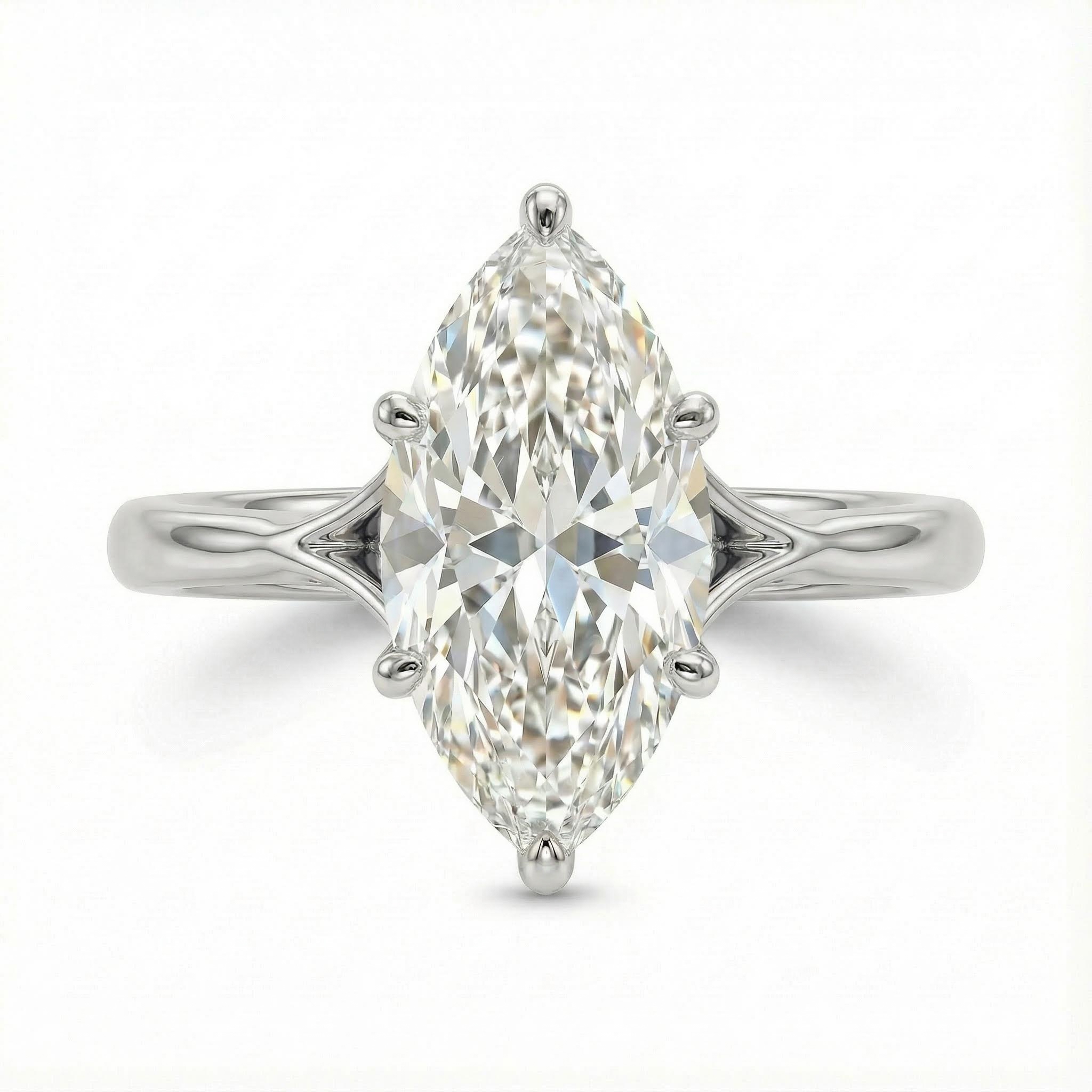 4ct Six Prongs Marquise Cut Engagement Ring Silver With Street Luxury Shine - Image 4