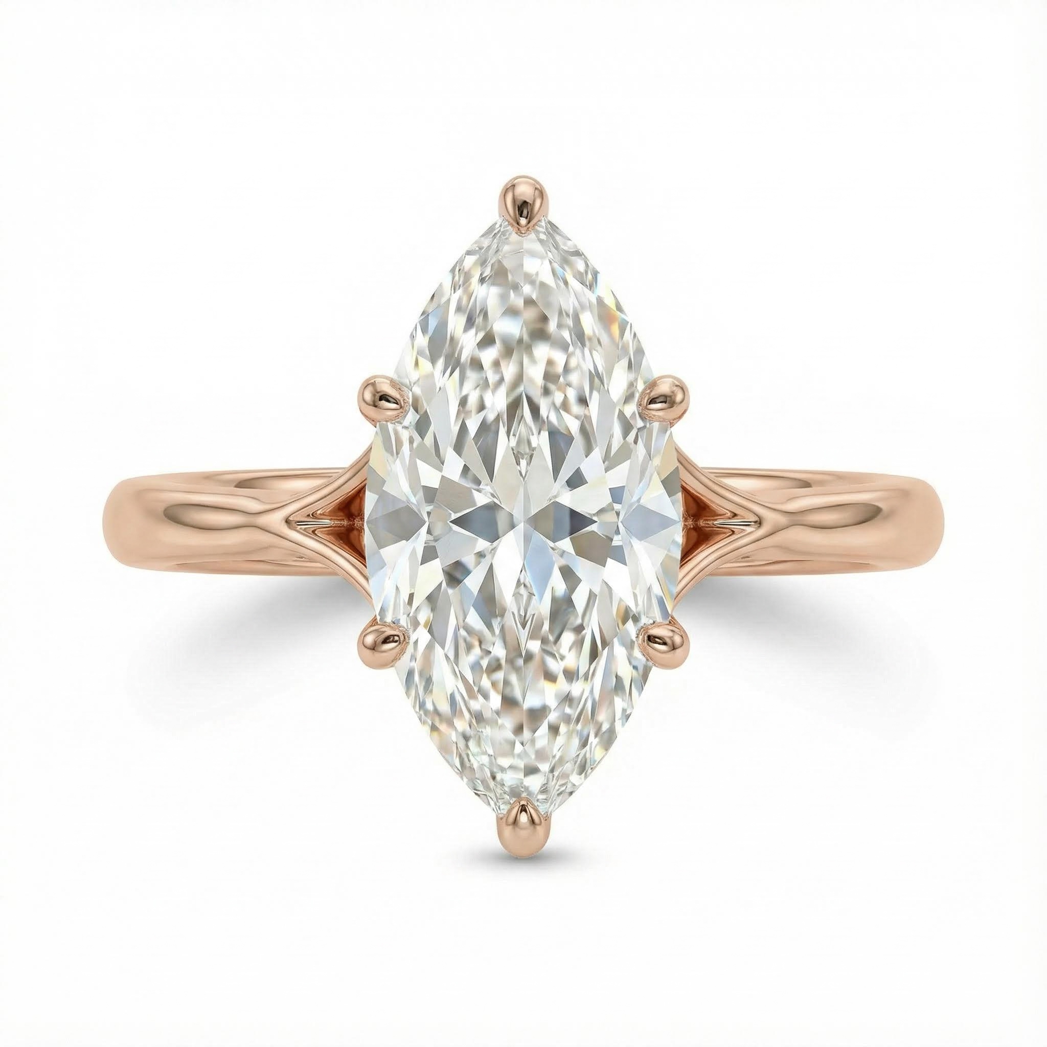 4ct Six Prongs Marquise Cut Engagement Ring Silver With Street Luxury Shine