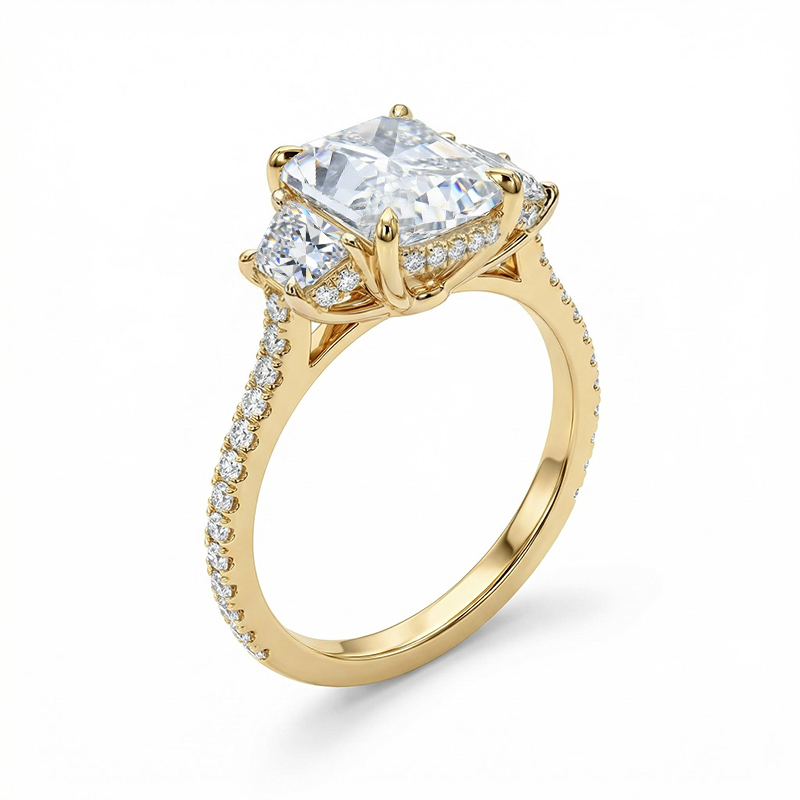 Street Luxury 5.04ct. Tw. 3-stones Cushion Cut Engagement Ring In Silver - Image 5