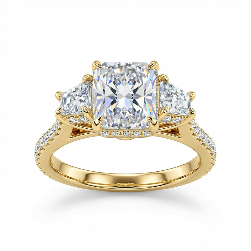 Street Luxury 5.04ct. Tw. 3-stones Cushion Cut Engagement Ring In Silver - Image 6