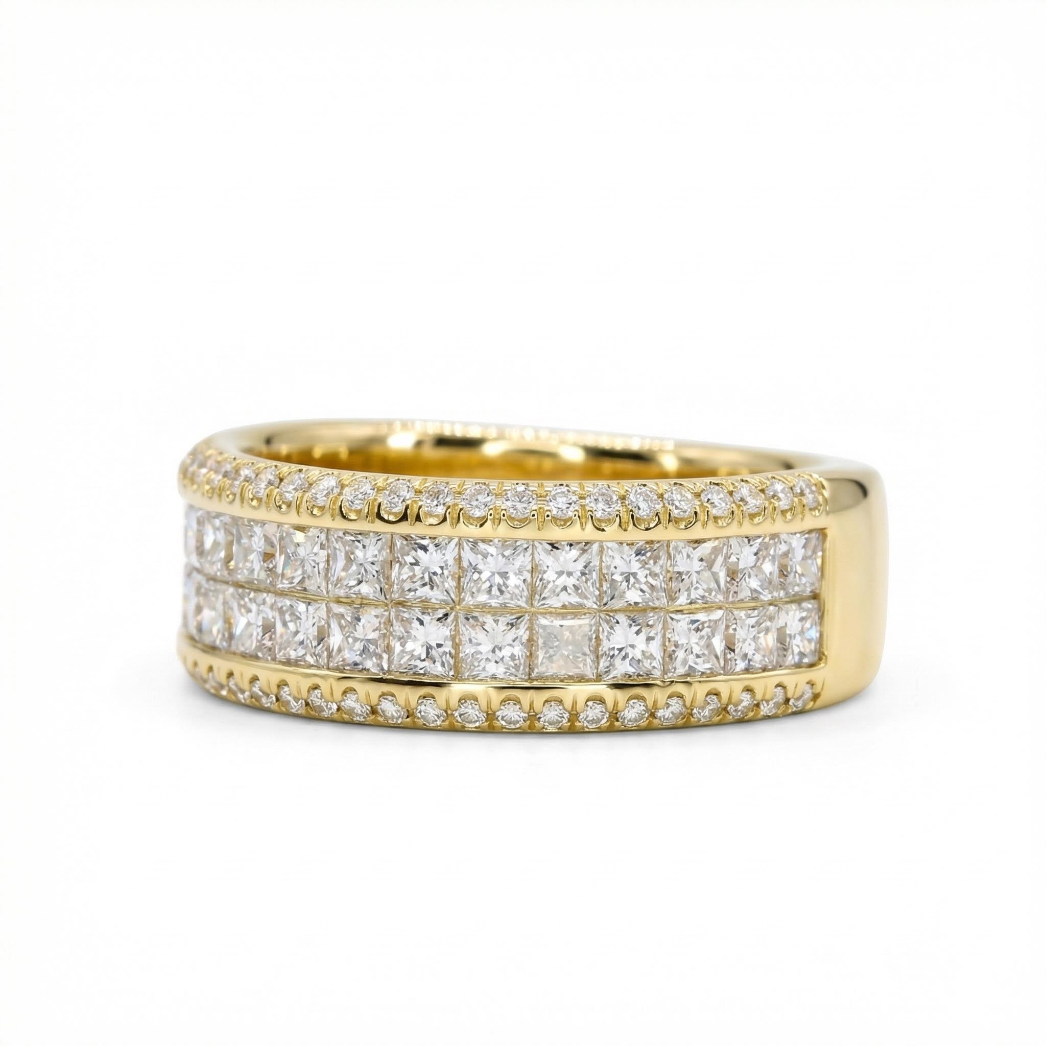 3.28ct. Tw. Double Row Princess Cut Band In Gold Moissanite - Image 3