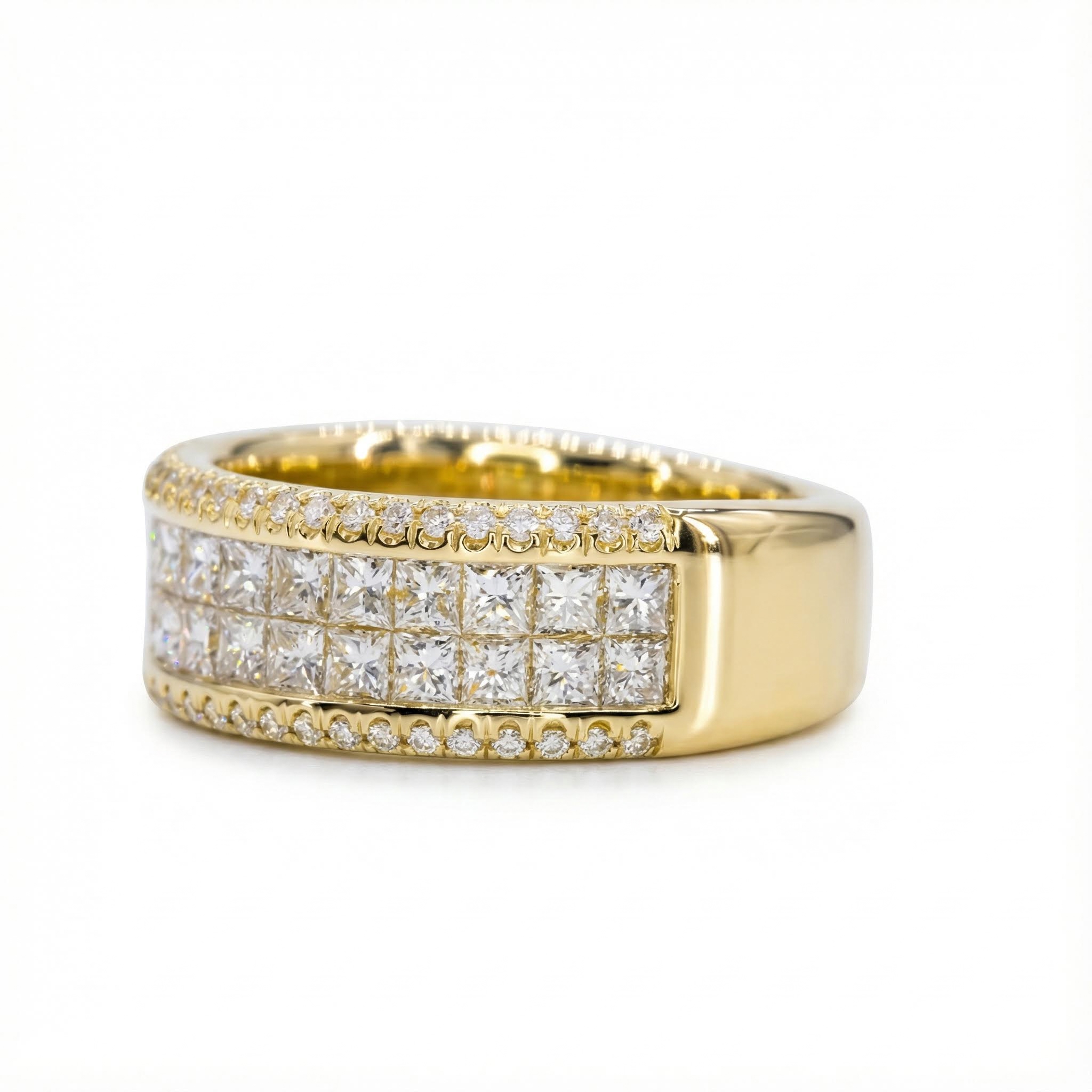 3.28ct. Tw. Double Row Princess Cut Band In Gold Moissanite - Image 4