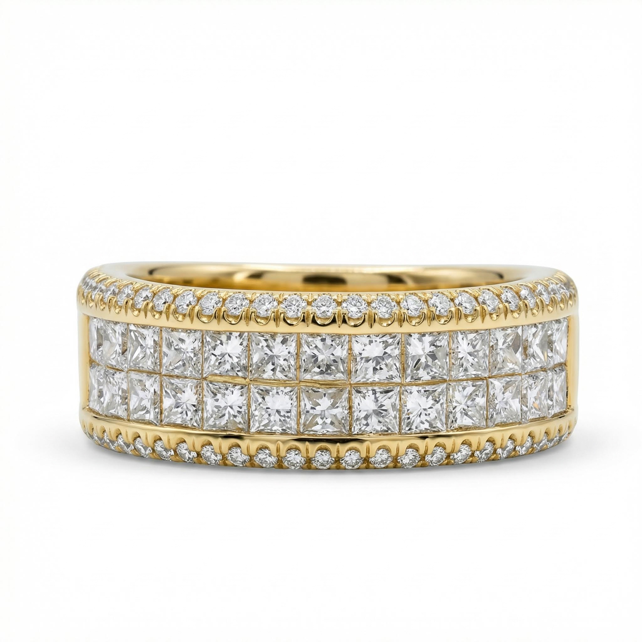 3.28ct. Tw. Double Row Princess Cut Band In Gold Moissanite