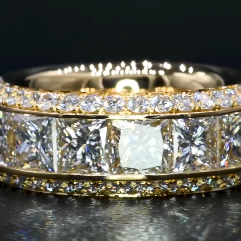 Stunning Princess Cut Halo Eternity Band Iced Out Shine With Street Luxury