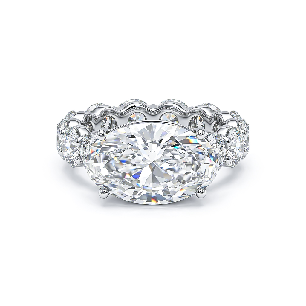 8.5ct Oval Cut With Pave Round Cut Engagement Ring Diamond - Image 4