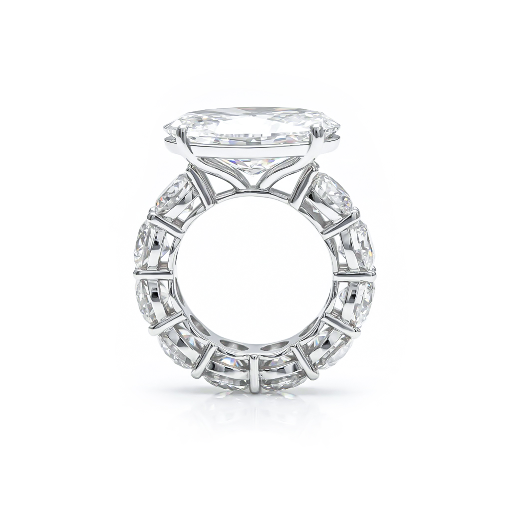 8.5ct Oval Cut With Pave Round Cut Engagement Ring Diamond - Image 5