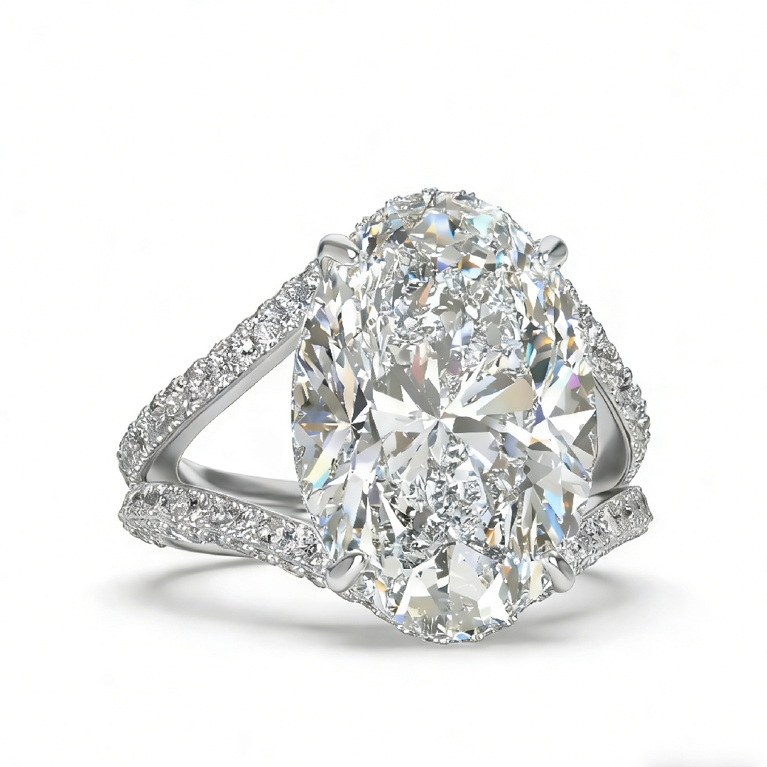 17.79ct. Tw. Oval Cut Engagement Ring In Silver With Street Luxury Shine - Image 3