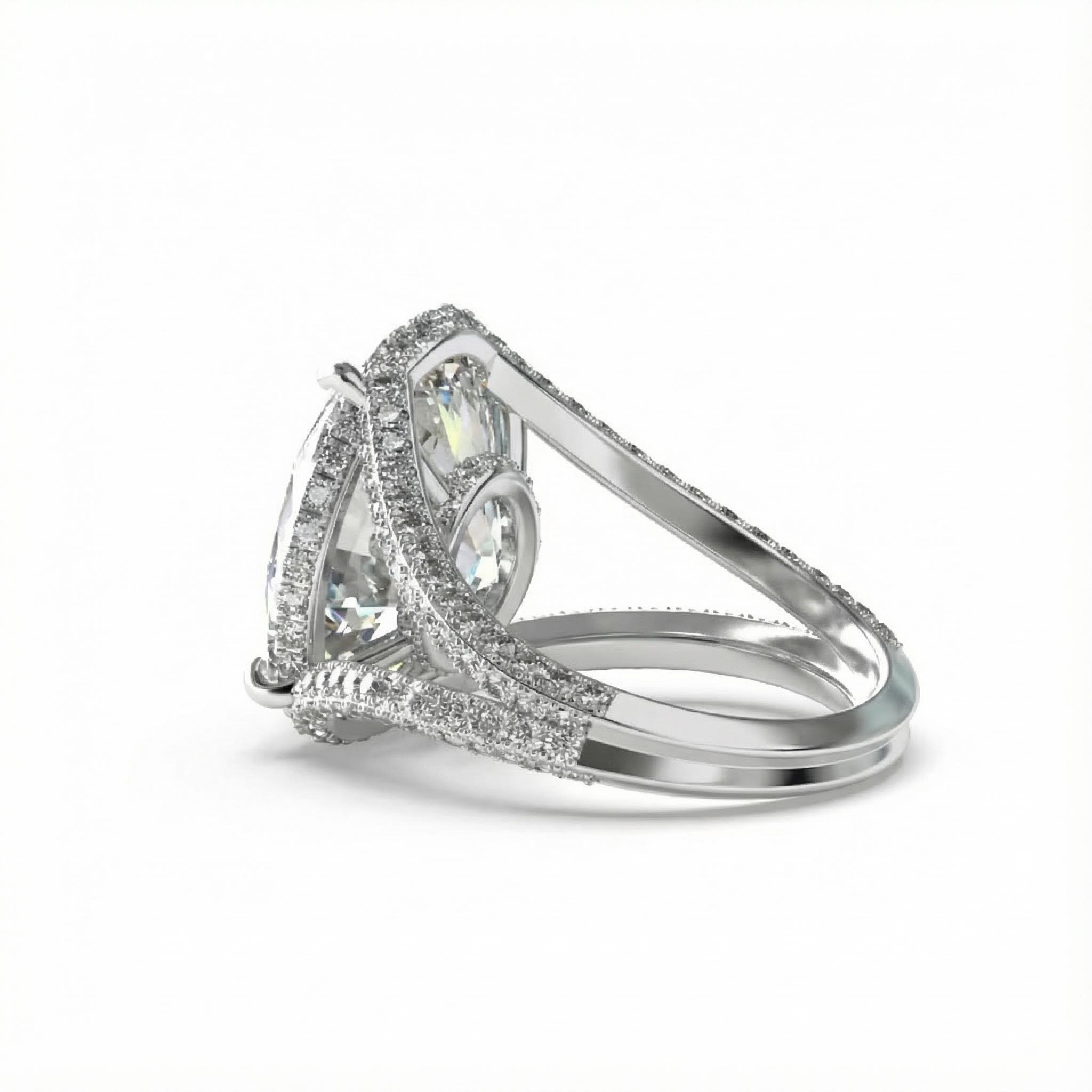 17.79ct. Tw. Oval Cut Engagement Ring In Silver With Street Luxury Shine - Image 4