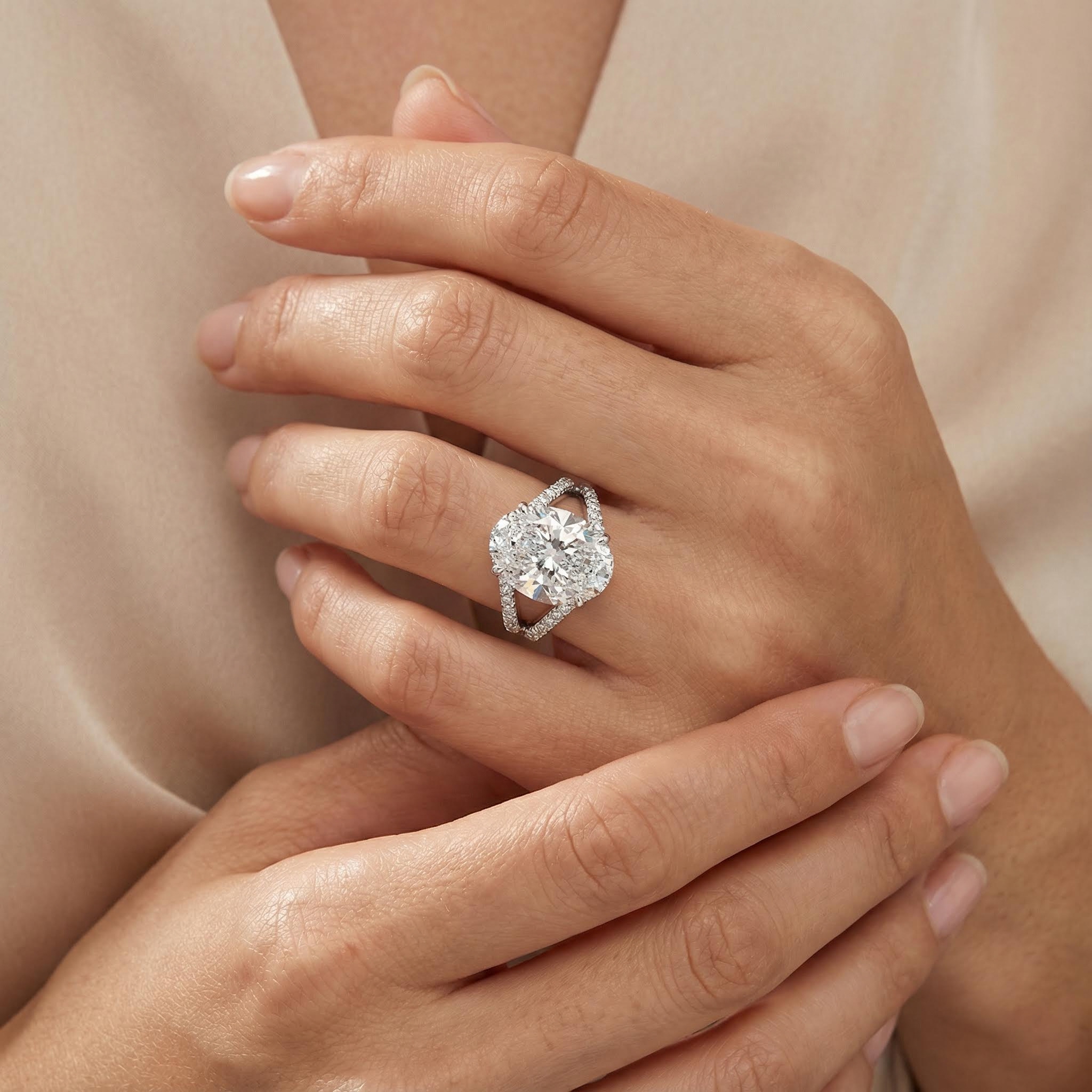 17.79ct. Tw. Oval Cut Engagement Ring In Silver With Street Luxury Shine - Image 5