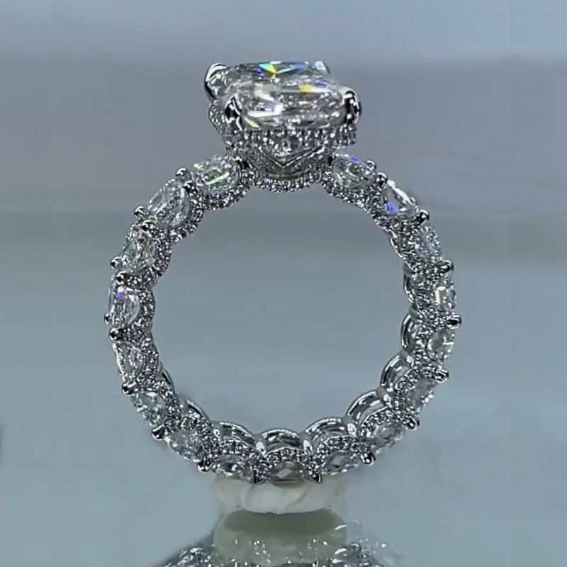 28.28ct. Tw. Luxury Radiant Cut Pave Halo Engagement Ring Iced Out - Image 3